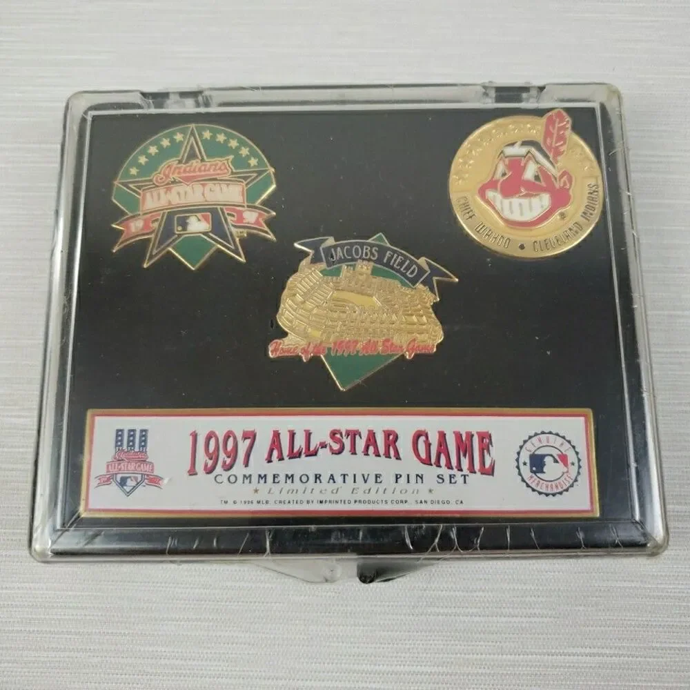 Cleveland Indians 1997 All Star Commemorative Pins 3 Pc Set MLB Jacob's Field